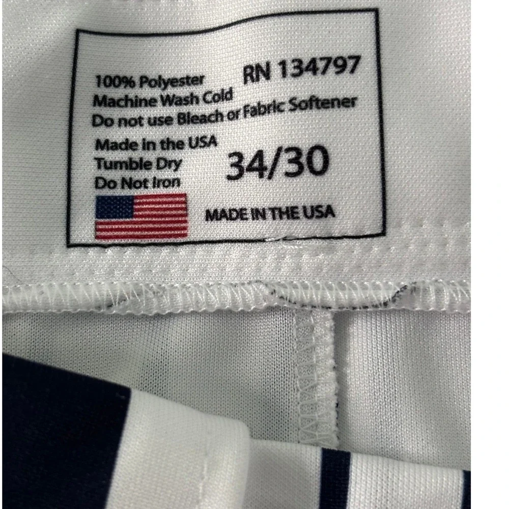 All The Way Live Designs Mens 34/30 Pinstripe Baseball Pants White Navy USA Made